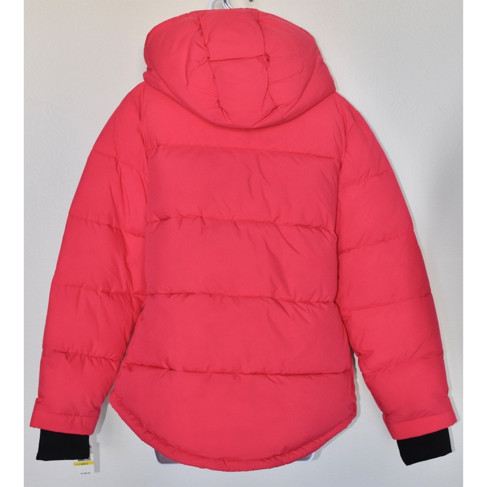 BCBGENERATION NWT MISSY HOODED THUMBHOLE SHORT FUCHSIA PUFFER JACKET. SIZE M - Picture 9 of 16